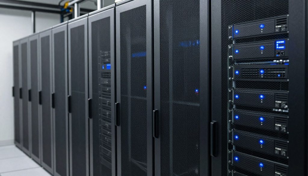 Serveur informatique moderne en salle de données sécurisée